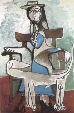 パブロ・ピカソ Painting - ジャクリーンとアフガンの犬 1959 キュビズム パブロ・ピカソ